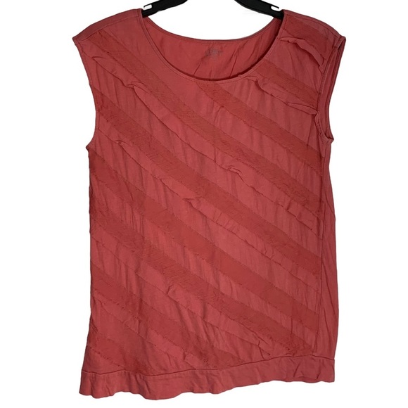 Ann Taylor LOFT Diagonal Raw Edge Ruffle Trim Tank Top - Picture 1 of 8